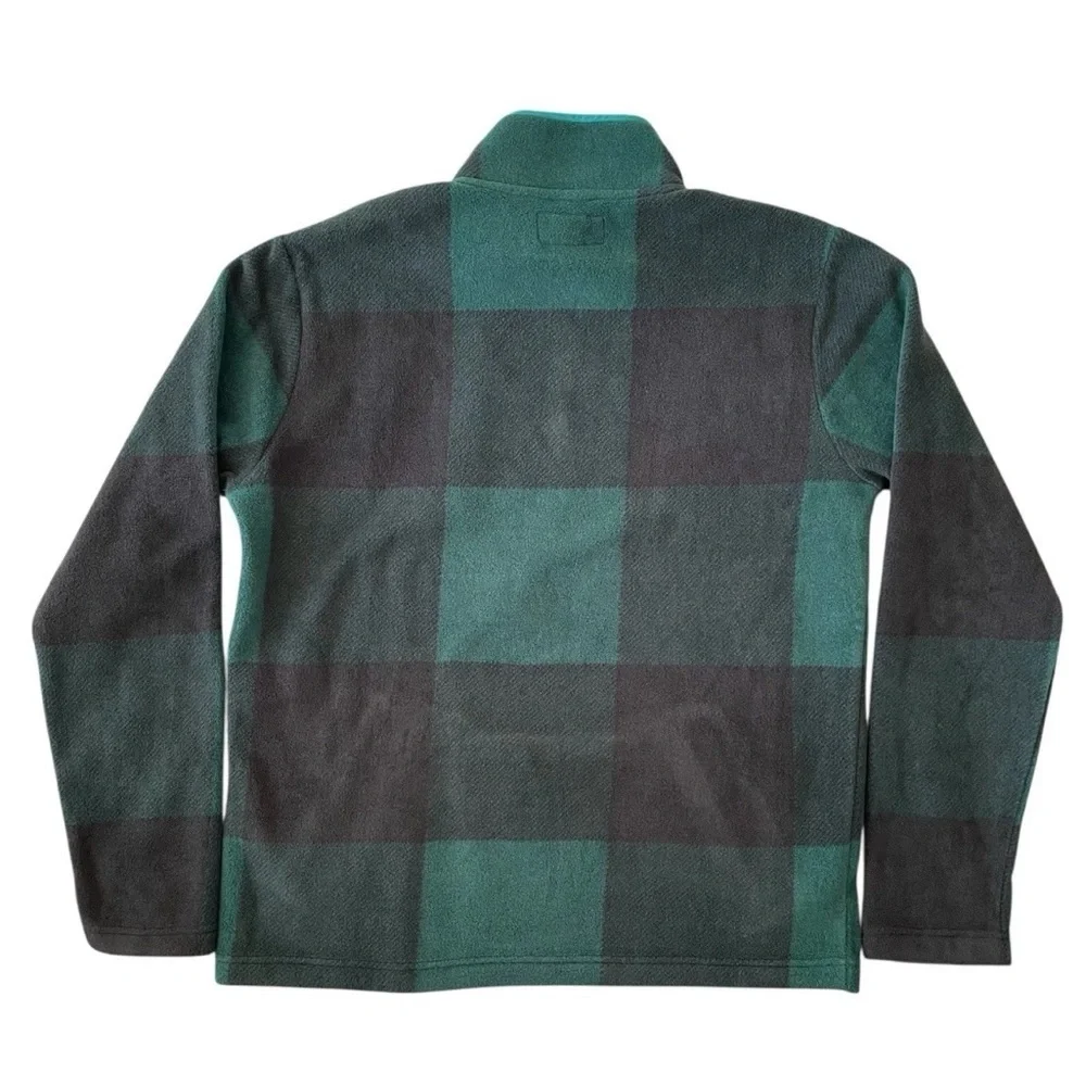 Bonobos Sweater Pullover 1/4 Snap Mens S Green Black Plaid Fleece Oversized